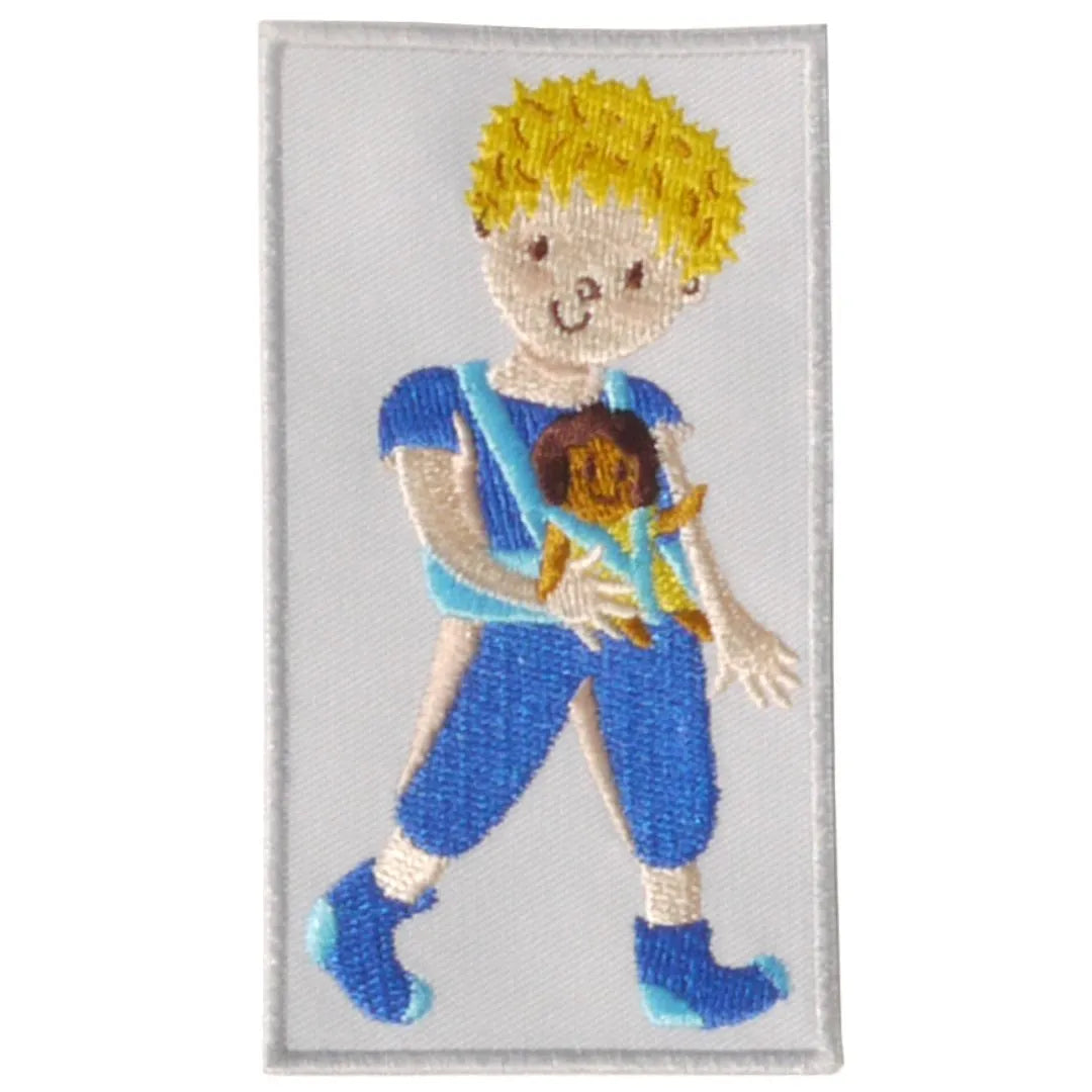 Bügelbild, Stickapplikation mit Puppen-Papa